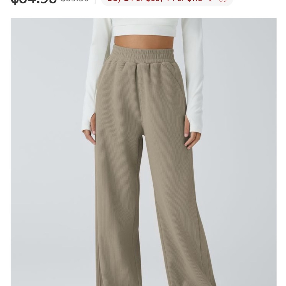 HALARA Women's Tan Wide-Leg Pants